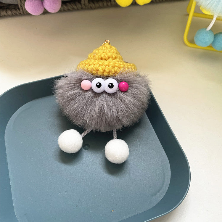 Wholesale Internet celebrity ugly cute plush cute small coal ball key chain