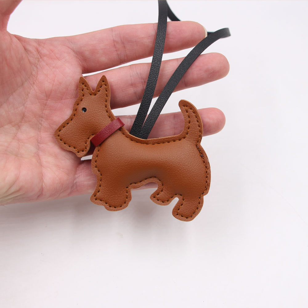 Wholesale Scottish Terrier Dog Faux Leather Bag Charm Pendant Fashion Decorative Car Key Accessory DIY Craft Supply For Boutique Resale