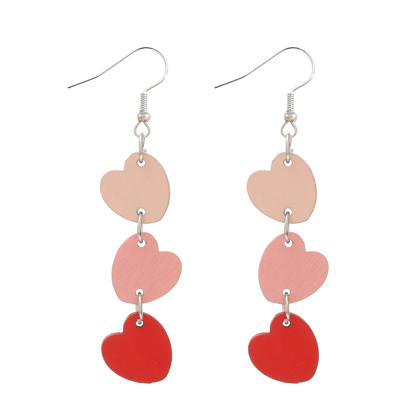 Wholesale Plaid Striped English Letter LOVE Wooden Heart-shaped Earrings