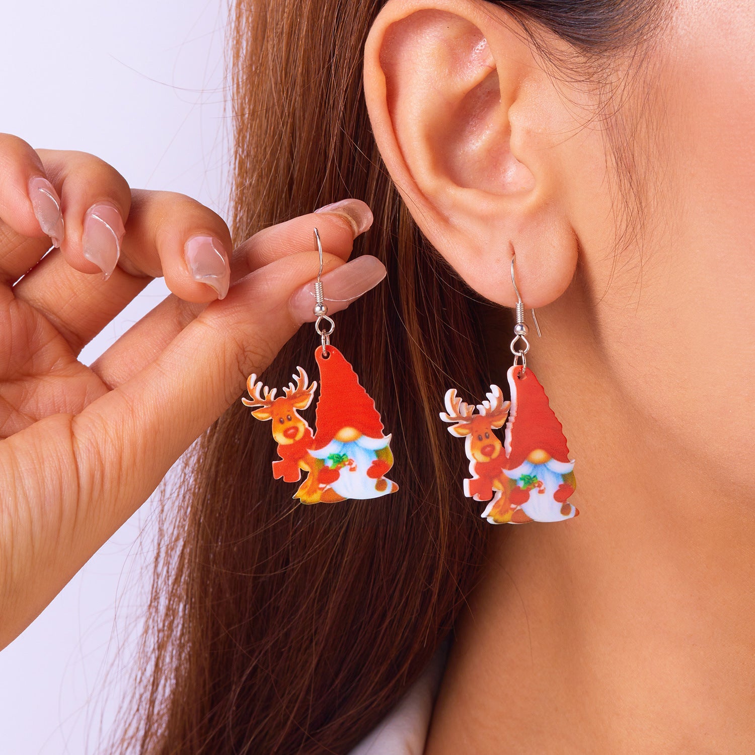 Wholesale Santa Claus Cat Christmas Series Acrylic Earrings