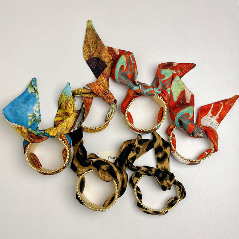 Wholesale Retro vintage style gold silk scarf open wide bracelet niche exaggerated high-end Bracelet
