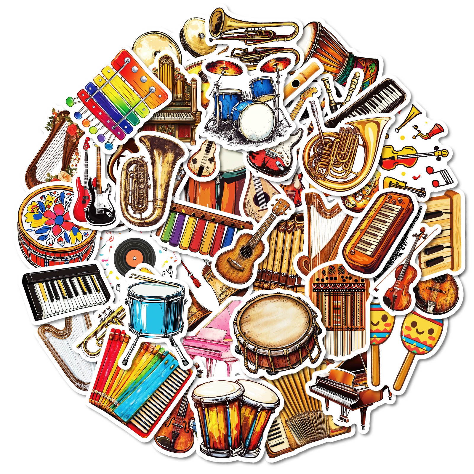 Wholesale 50pcs Musician Series Musical Instrument Mix-and-Match Graffiti Stickers