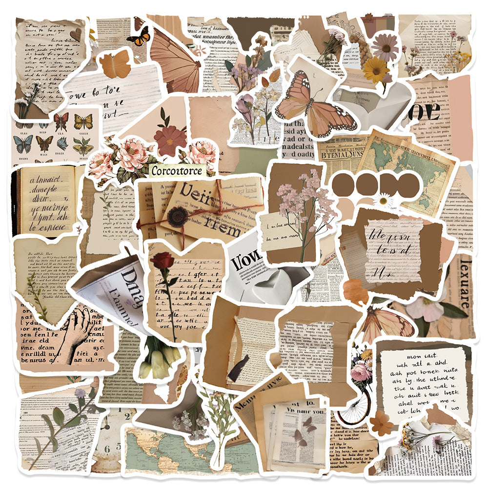 Wholesale 50pcs vintage multiple artistic patterns Waterproof Vinyl Stickers