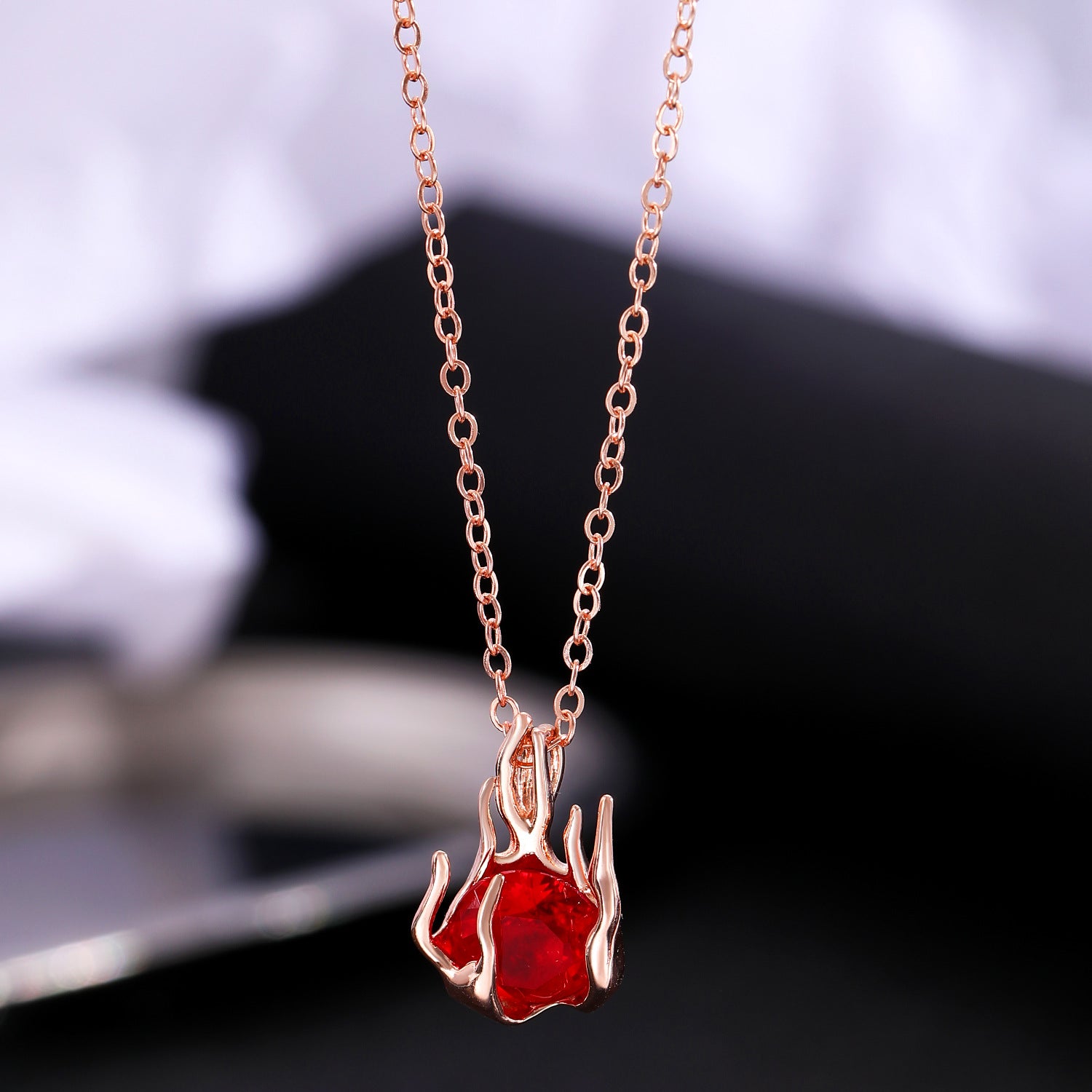 Wholesale Love Rose Necklace Gothic Wrapped Flower Heart-shaped Clavicle Chain Valentine's Day
