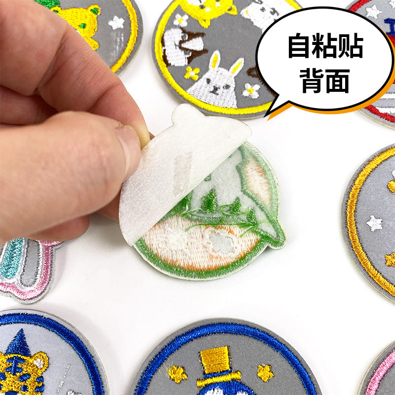 Wholesale Chic Reflective Cartoon Embroidered Patch For Backpack Coat School Bag Safety Decorative Badge