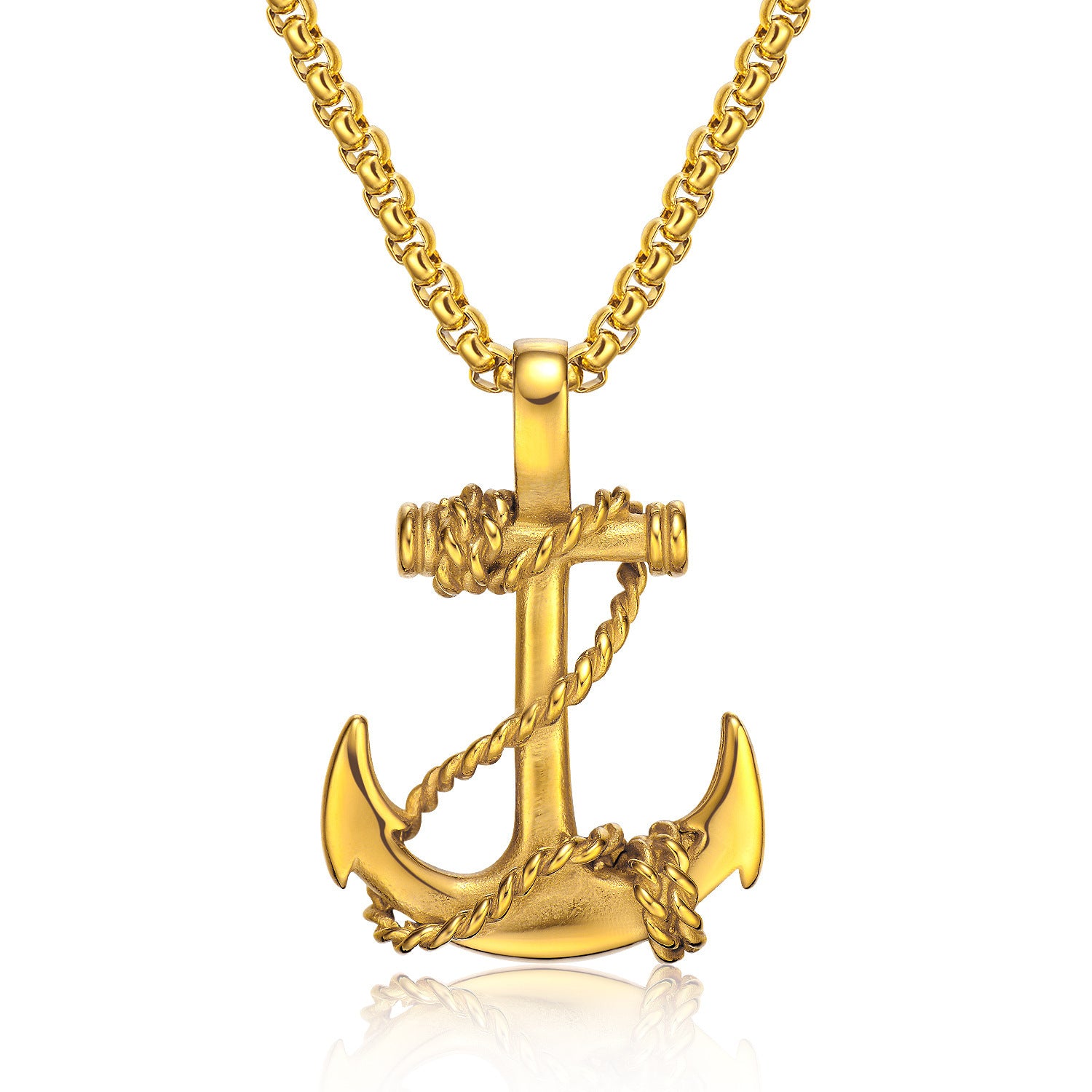 Wholesale Anchor Pendant Hip Hop Titanium Steel Men's Necklace
