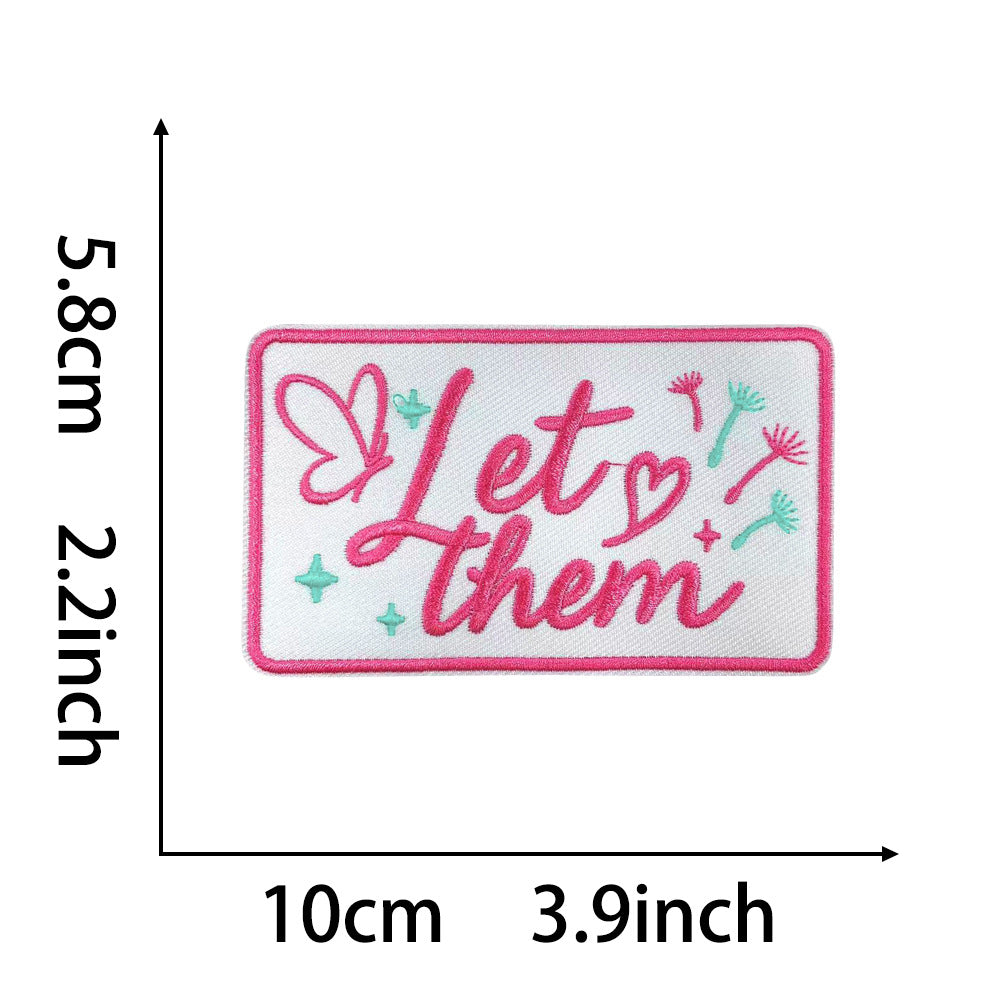 Wholesale Chic Retro Embroidered Iron On Patch Funny Text Rectangle Applique For Coats Decorative