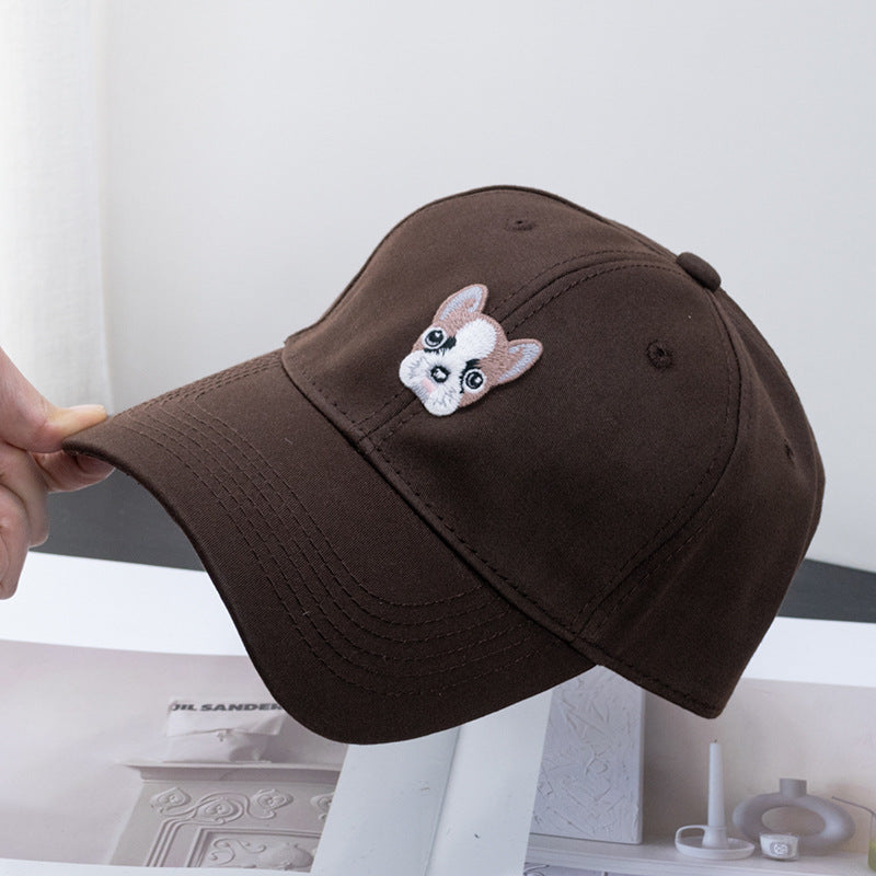 Wholesale Cute Puppy Patch Embroidered Visor Curved Brim Baseball Cap