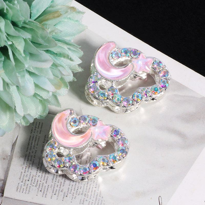 Wholesale 3pcs Fully Diamond Auspicious Cloud Star Moon Crystal Beads