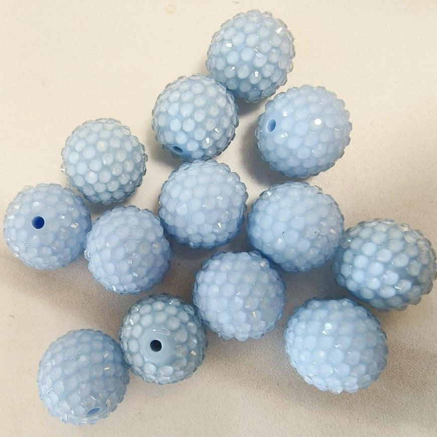 Wholesale 5pcs 10-22mm Light Blue Inlaid Resin Diamond Acrylic Loose Beads