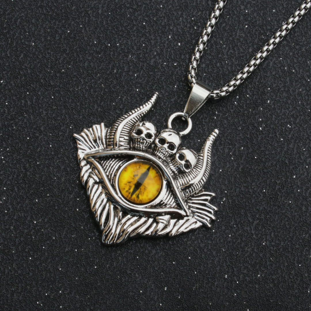Wholesale Retro Punk Evil Eye Stainless Steel Necklace