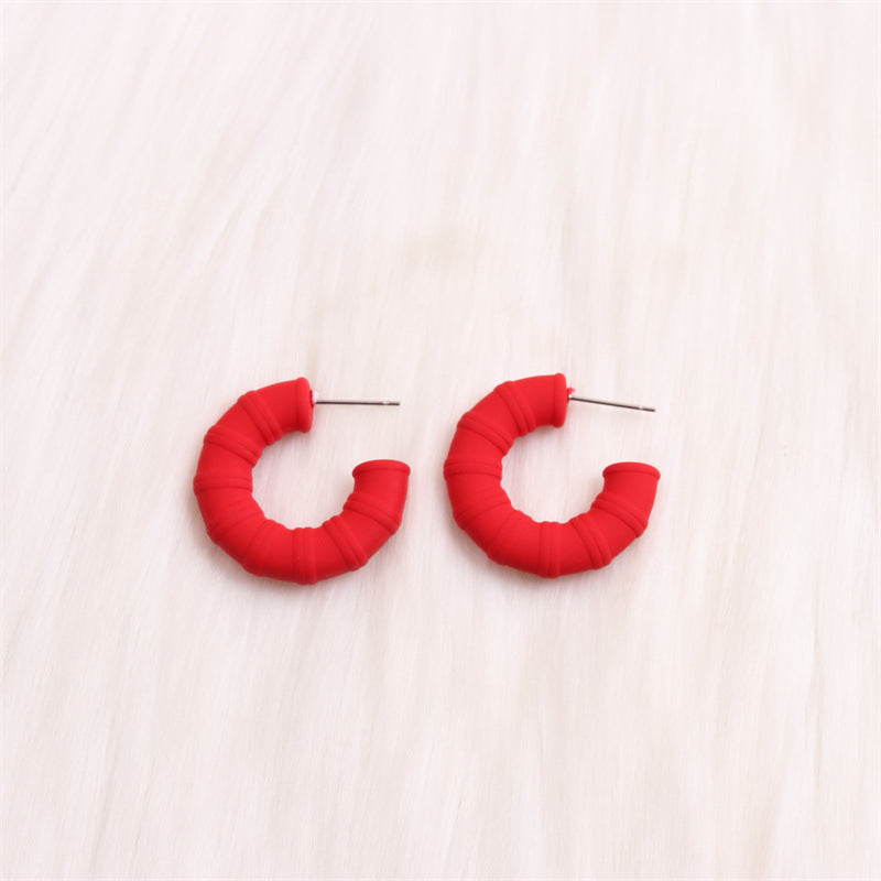 Wholesale Colorful Bamboo C-ring Acrylic Earrings