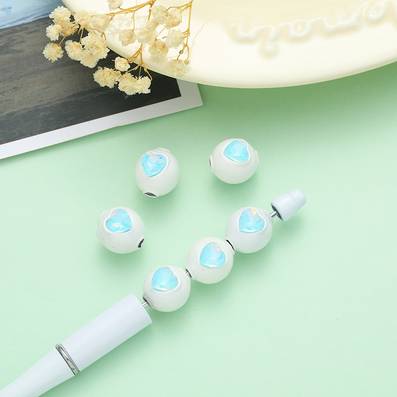 Wholesale 10pcs Love Alloy Series White Round Beads