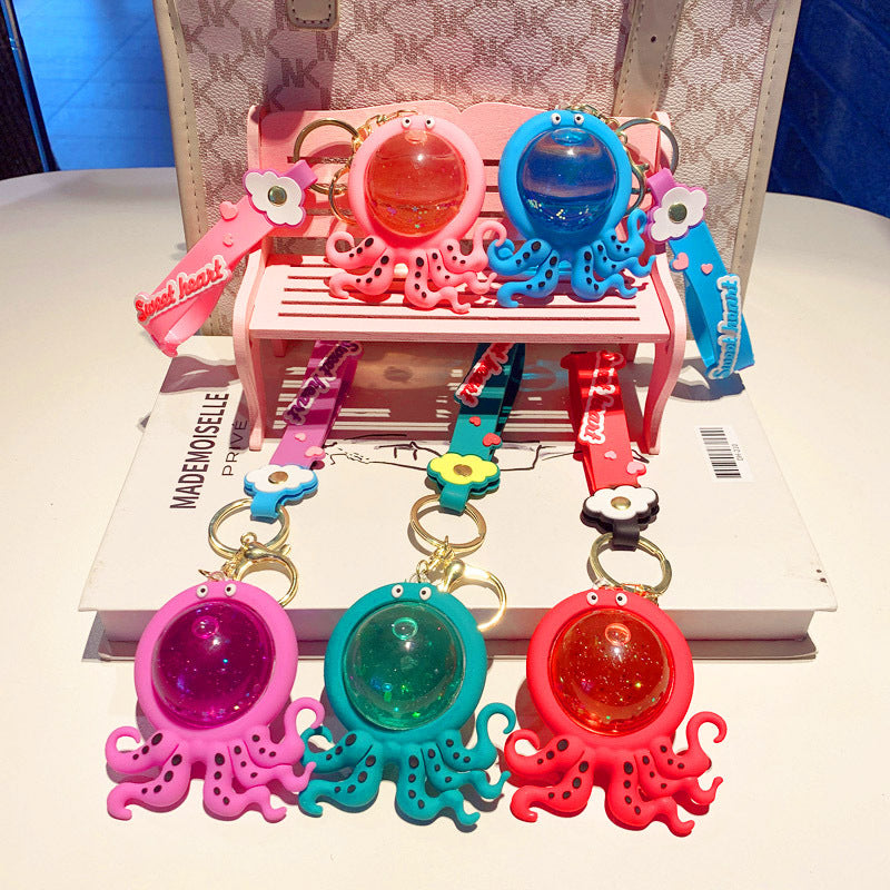 Llavero y llavero de botella de pulpo y botella de pulpo de PVC