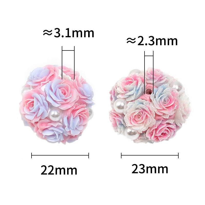 Wholesale  10pcs Soft rose clay diamond ball DIY mobile phone chain bag chain beaded pen jewelry accessories loose beads