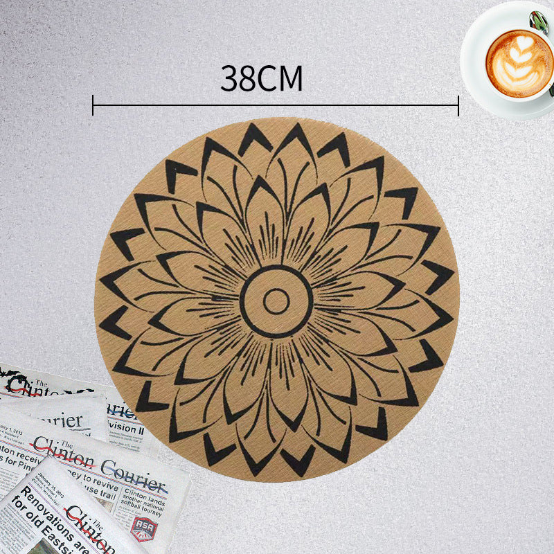 Wholesale Jute Placemats Round Imitation Linen PVC Retro Insulation