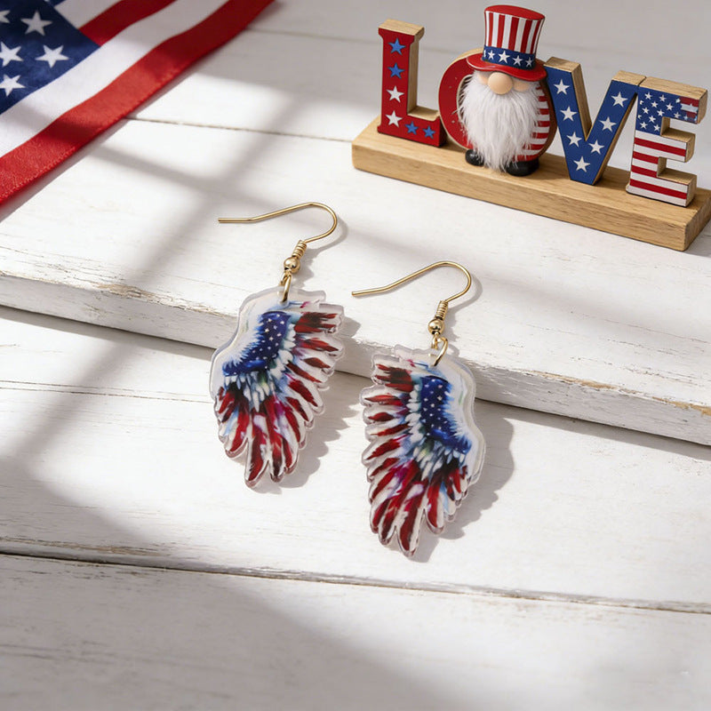 Wholesale Independence Day Anniversary Love Star Spangled Banner Acrylic Earrings