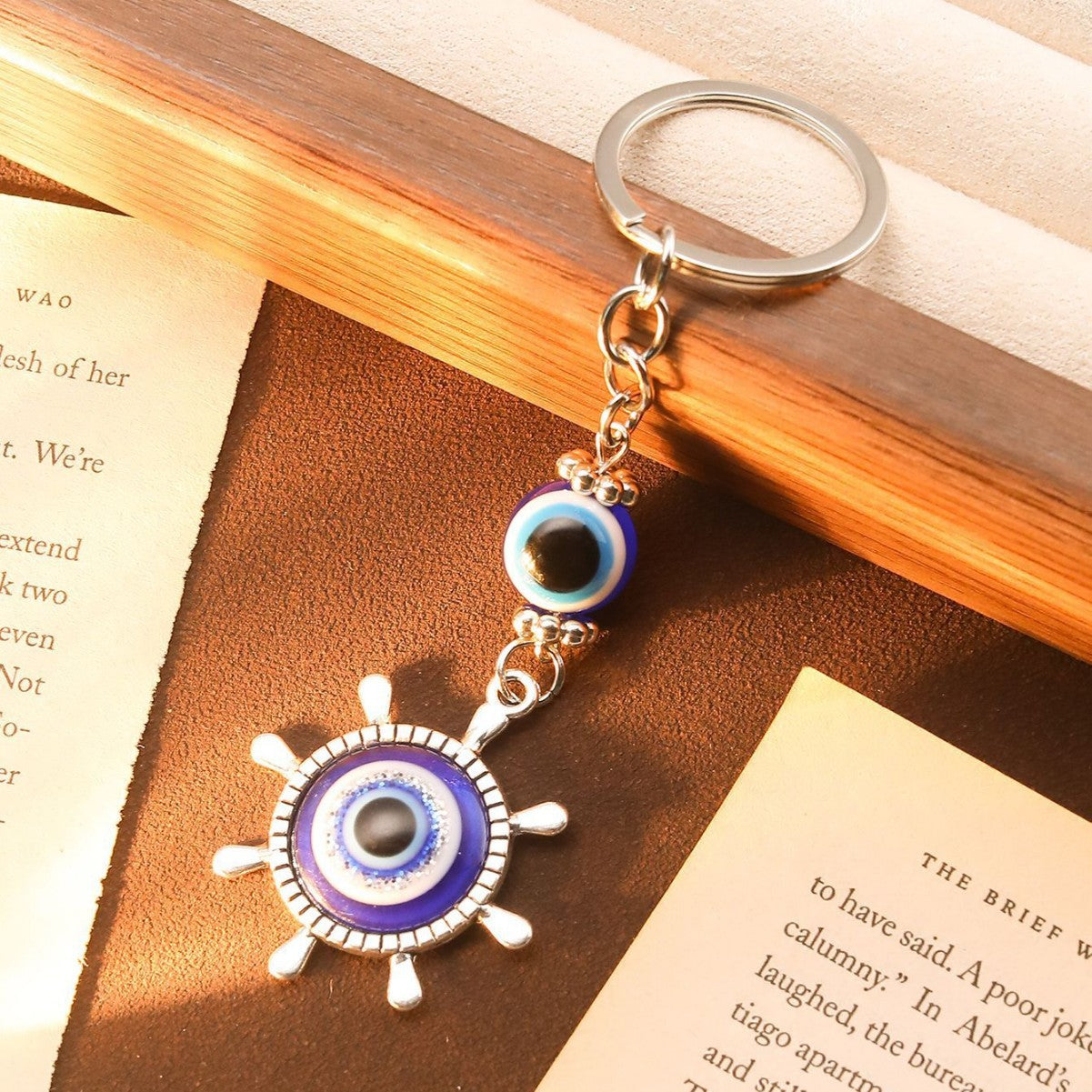 Wholesale Evil Eye Retro Compass Moon Snowflake Keychain