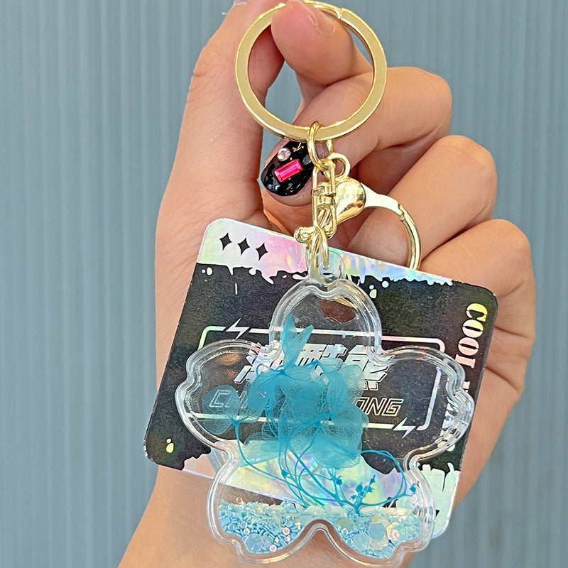 Wholesale Acrylic Dried Flower Series Quicksand Bottle Key Chain