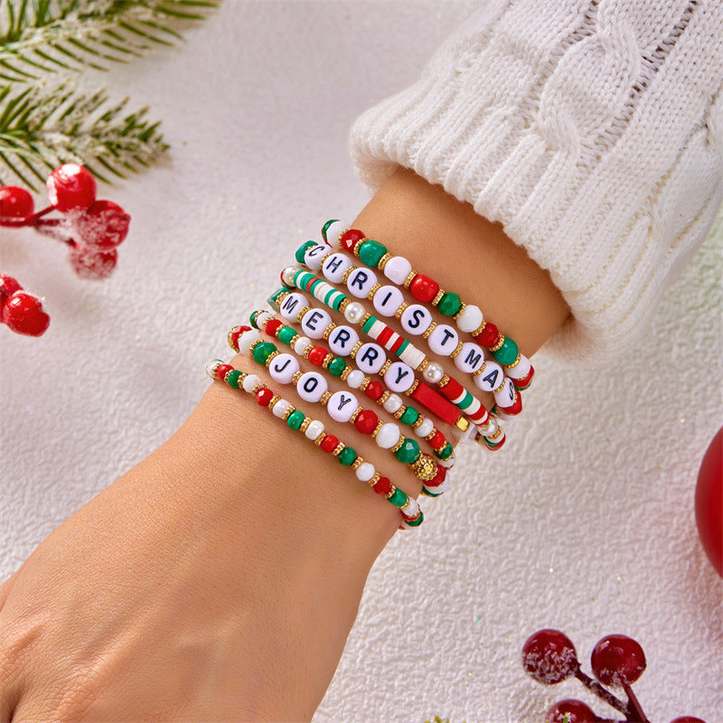 Wholesale Colorful letter seed bead polymer clay crystal Clay Bead bracelet