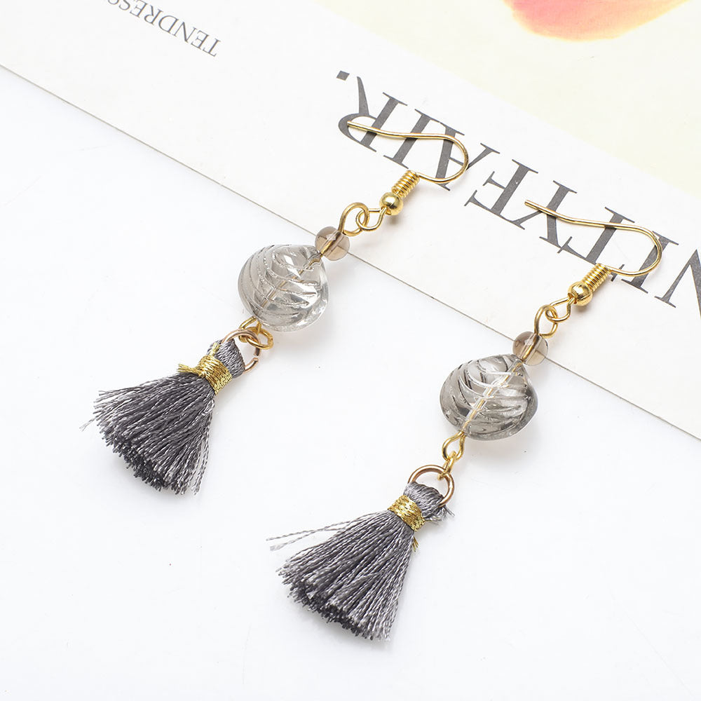 Wholesale Vintage Glass Shell Fashion Long Tassel Earrings