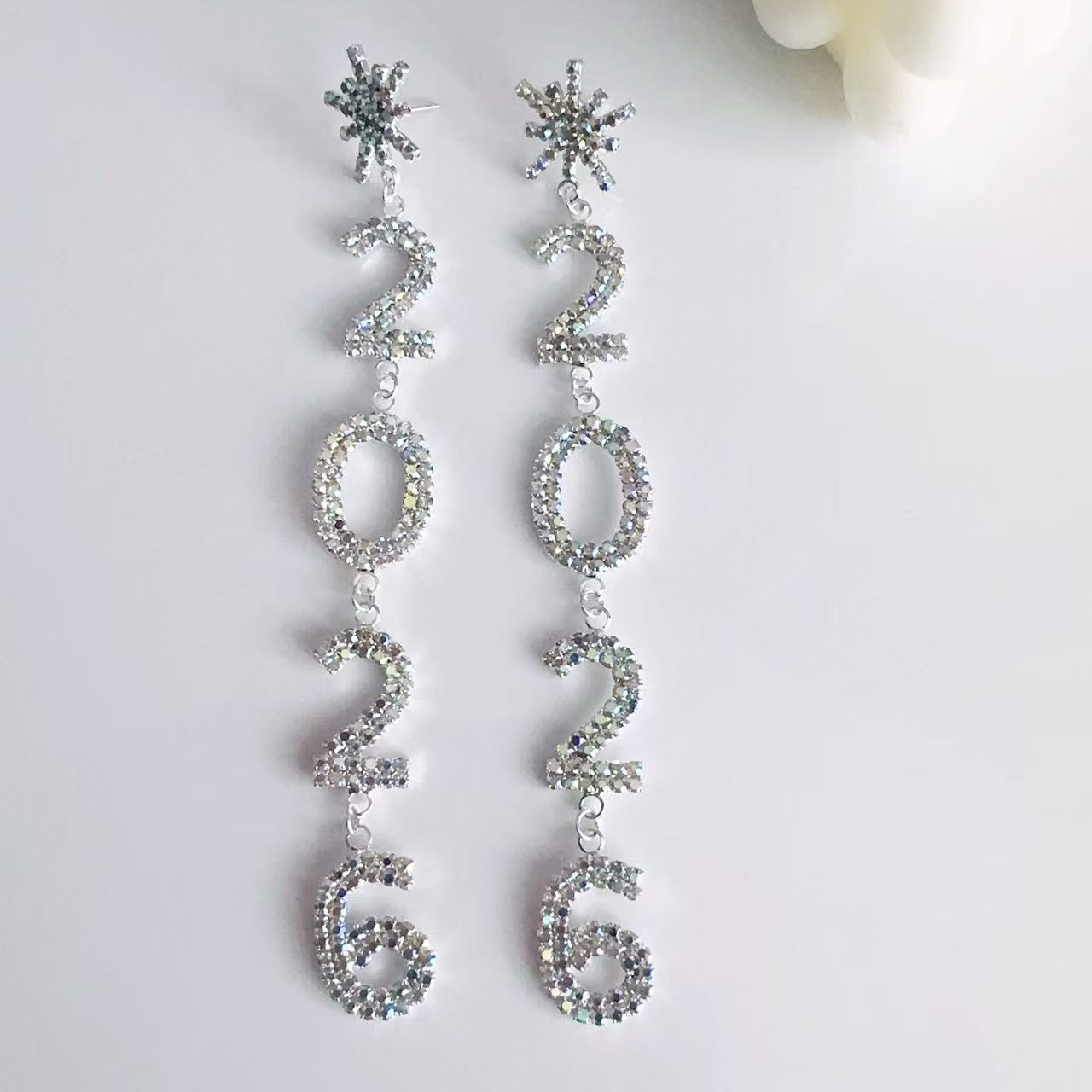 Wholesale Diamond Snowflakes 2026 Christmas Blingbling Earrings