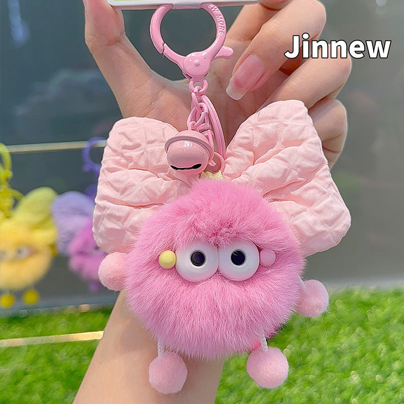 Wholesale Bow Colorful Fur Ball Keychain