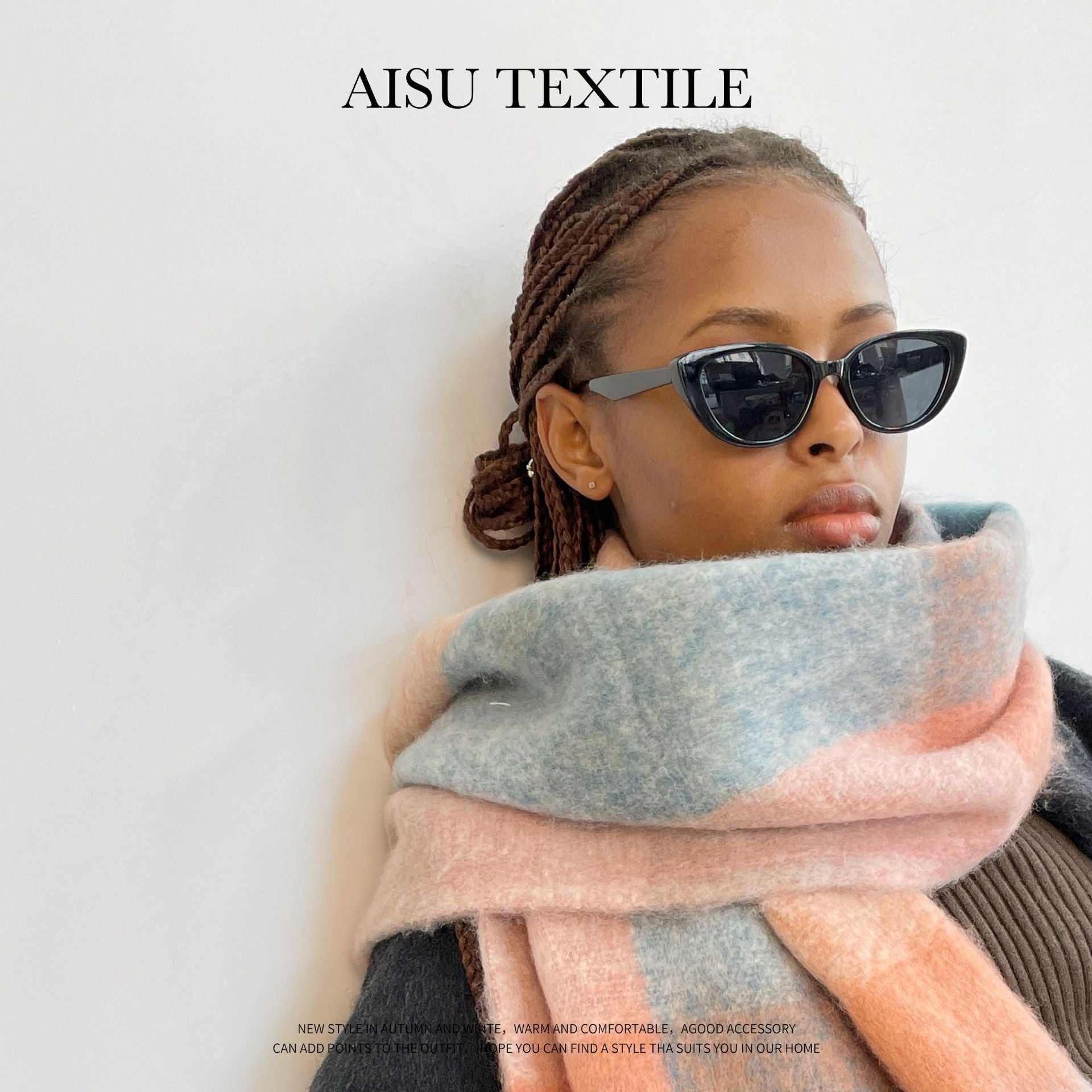 Wholesale Colorful Plaid Winter Warm Seahorse Hair Scarf