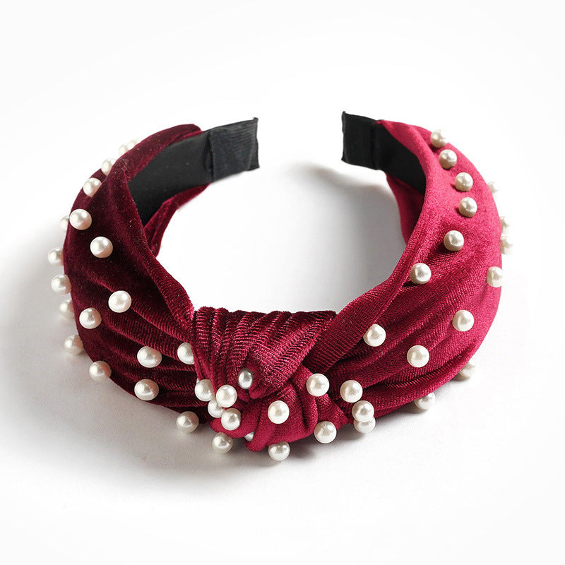 Wholesale Velvet Pearl Knotted Headband