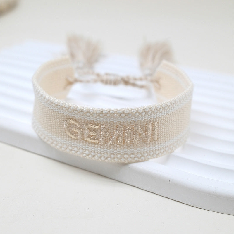 Wholesale Polyester Cord Weaving Letter Tassel Bracelet