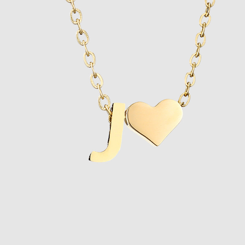 Wholesale Heart Letter Pendant Gold Plated Necklaces