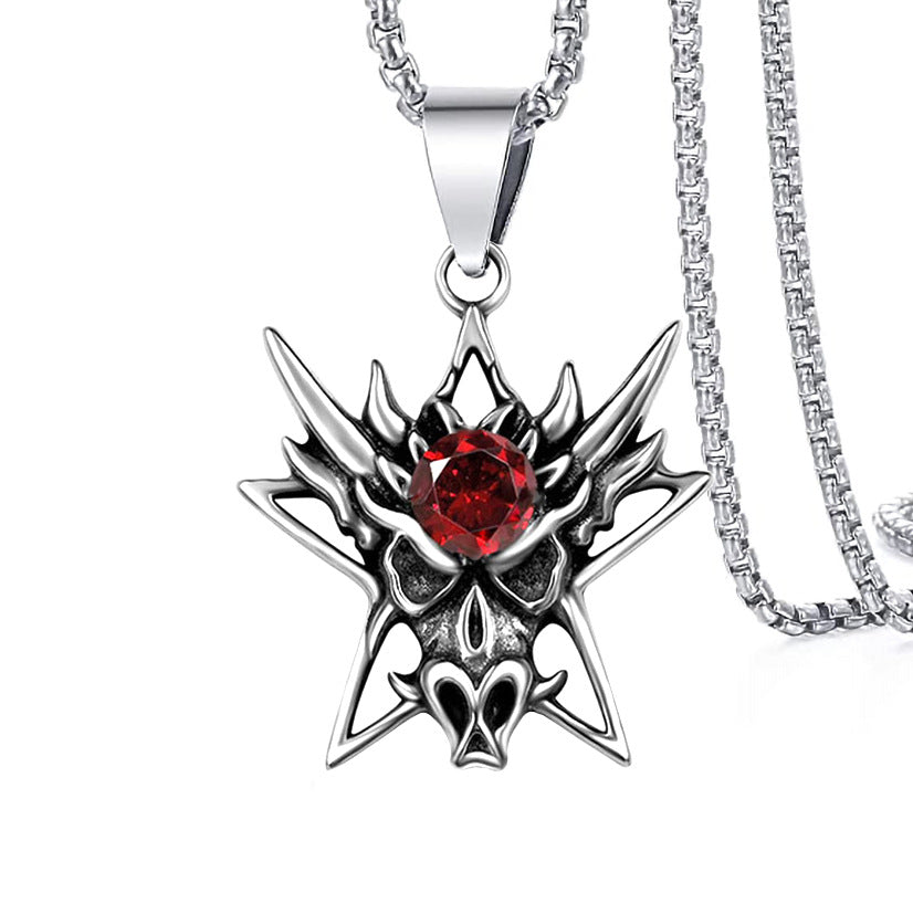 Wholesale Men's dragon head red diamond pendant necklace
