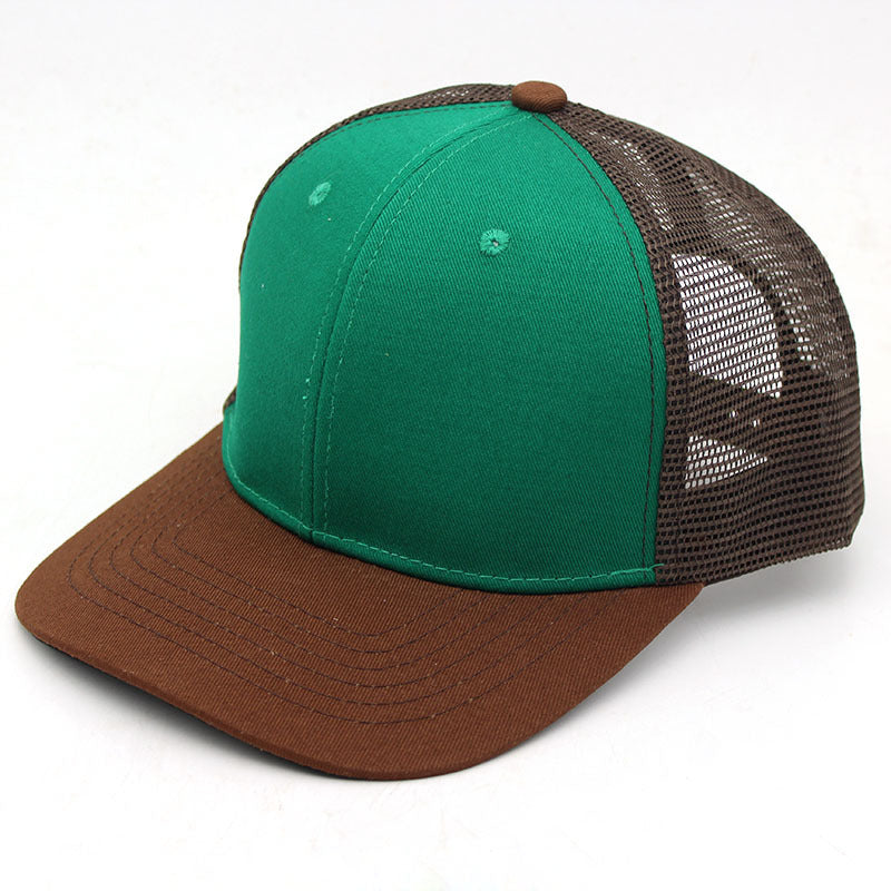 Wholesale Color Block Hip Hop Flat Brim Sunscreen Mesh Cotton Baseball Cap