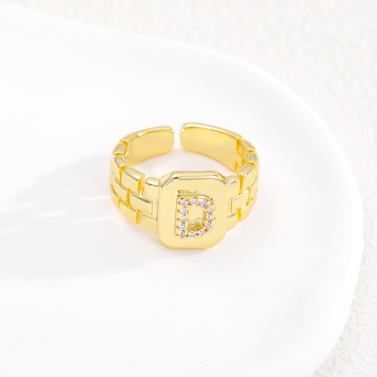 Wholesale Gold plated letter series open ring
