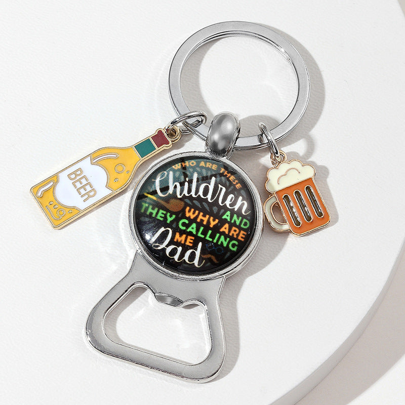 Wholesale Father's Day Zinc Alloy Beer Keychain