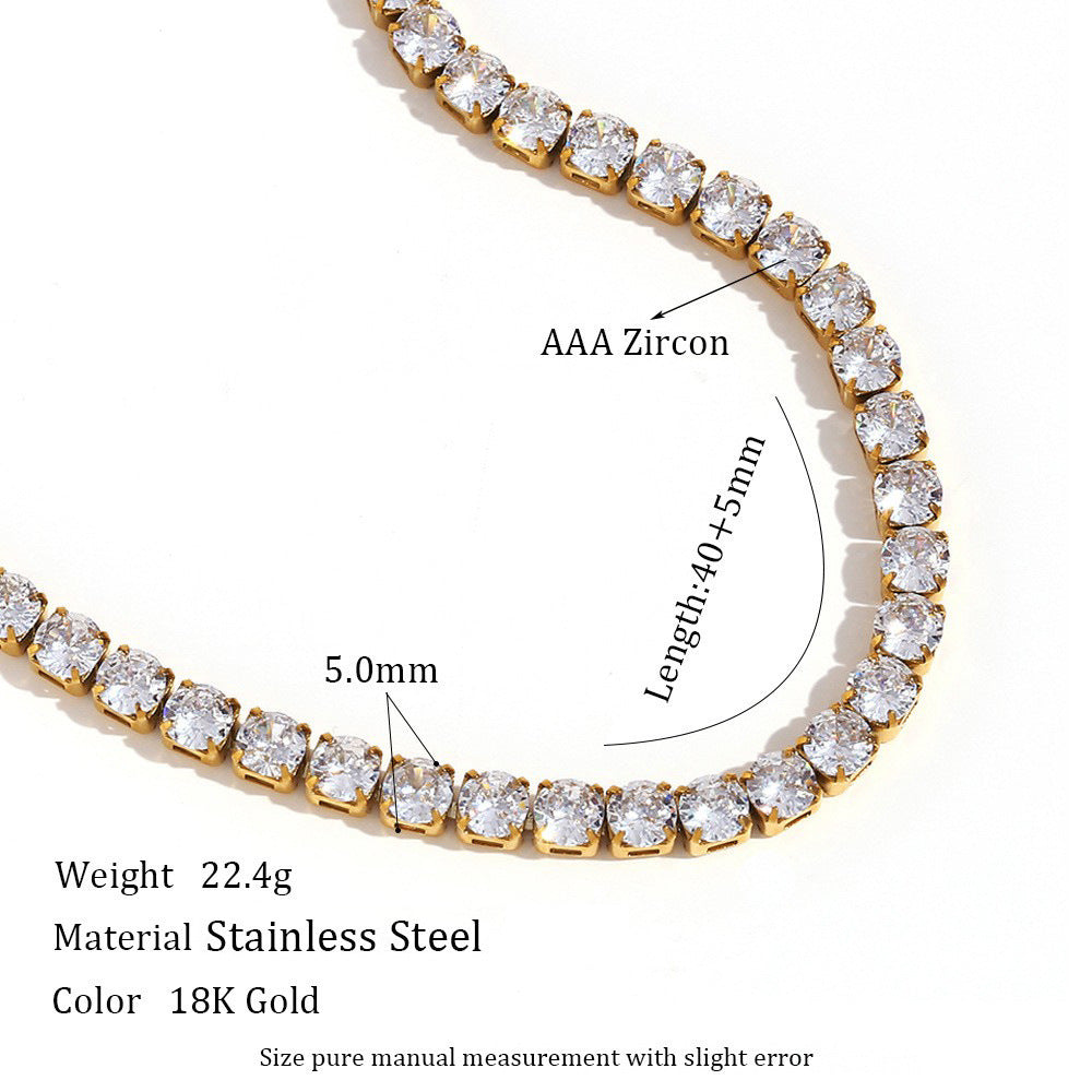 Wholesale Zircon chain Stainless Steel Necklace
