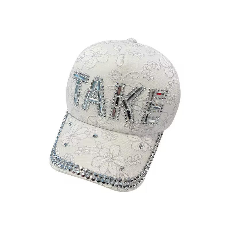Wholesale Women's spring and summer small rhinestone baseball cap summer letter sun hat