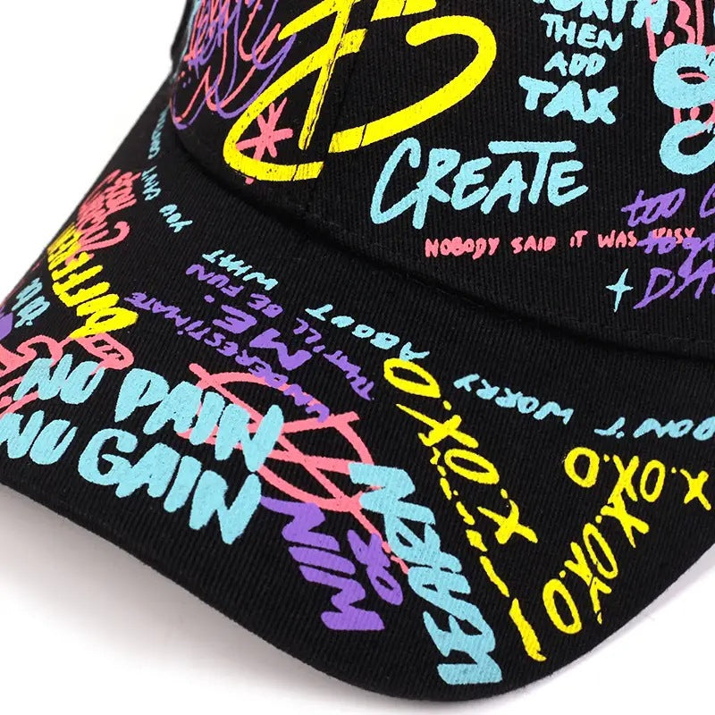 Wholesale Colored Graffiti Cotton Baseball Caps