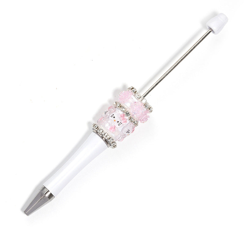Wholesale Heavy creative resin  cat rose beadable pen rhinestone chain camellia OLY Exclusive