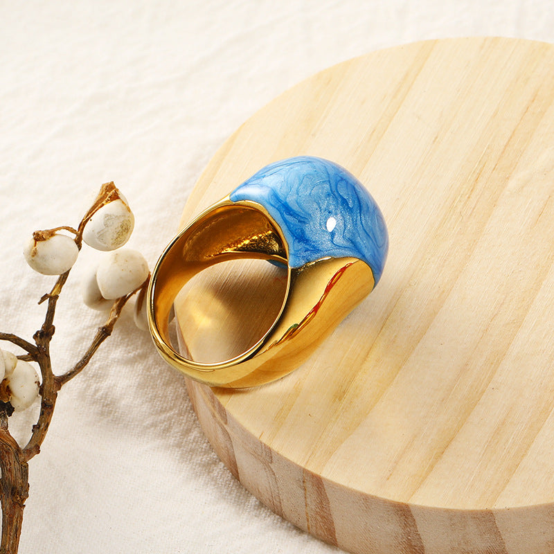 Wholesale Enamel Drop Glaze Titanium Steel Ring