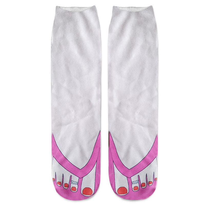 Wholesale 3D Printing Adult High Elastic Slipper Double Sided Pattern Sock