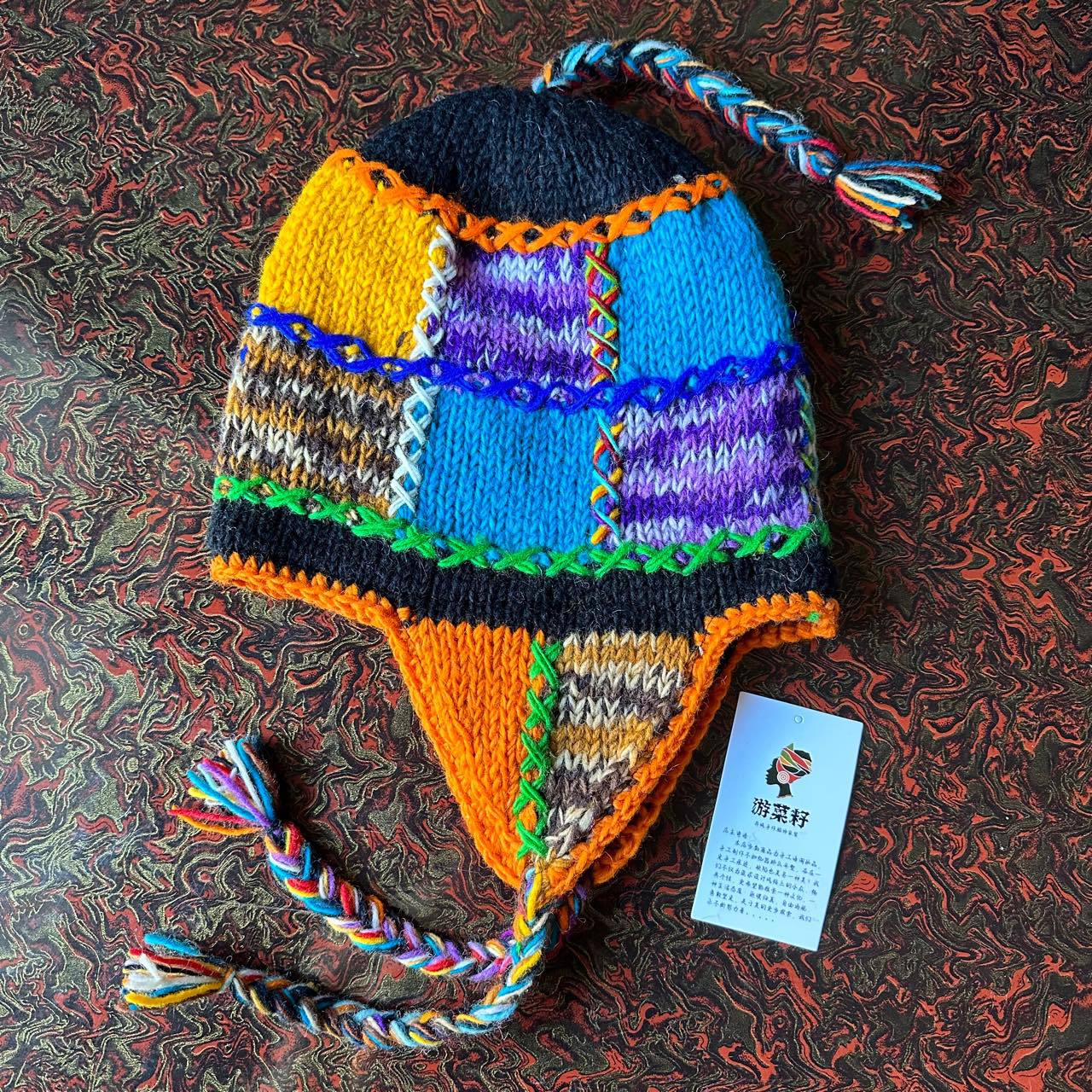 Wholesale Wool Warm Rainbow Plus Velvet Thick Earmuffs Beanie