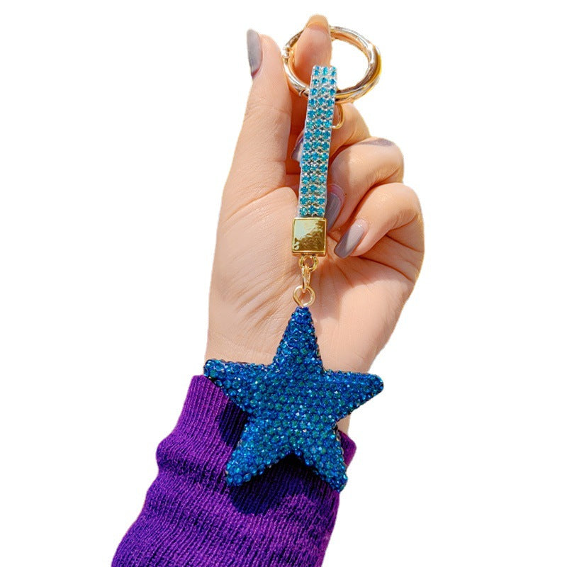 Wholesale Cartoon Full Diamond Five-pointed Star Key Chain