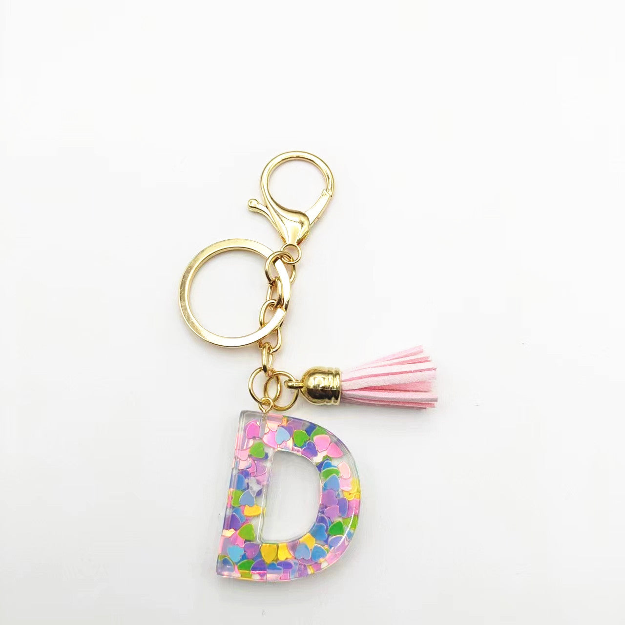 Llavero de letra acrílica de resina de barril de Tassel