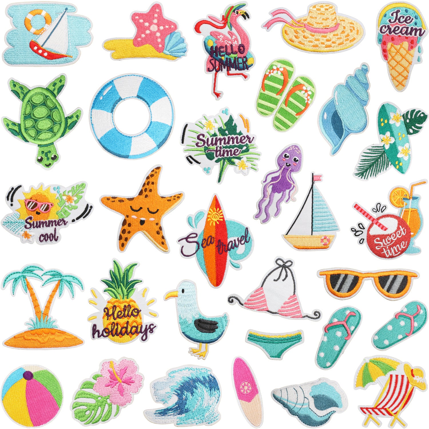 Wholesale Trendy Summer Beach Embroidered Patches For Clothing Vacation Decorative DIY Accessory For Resale