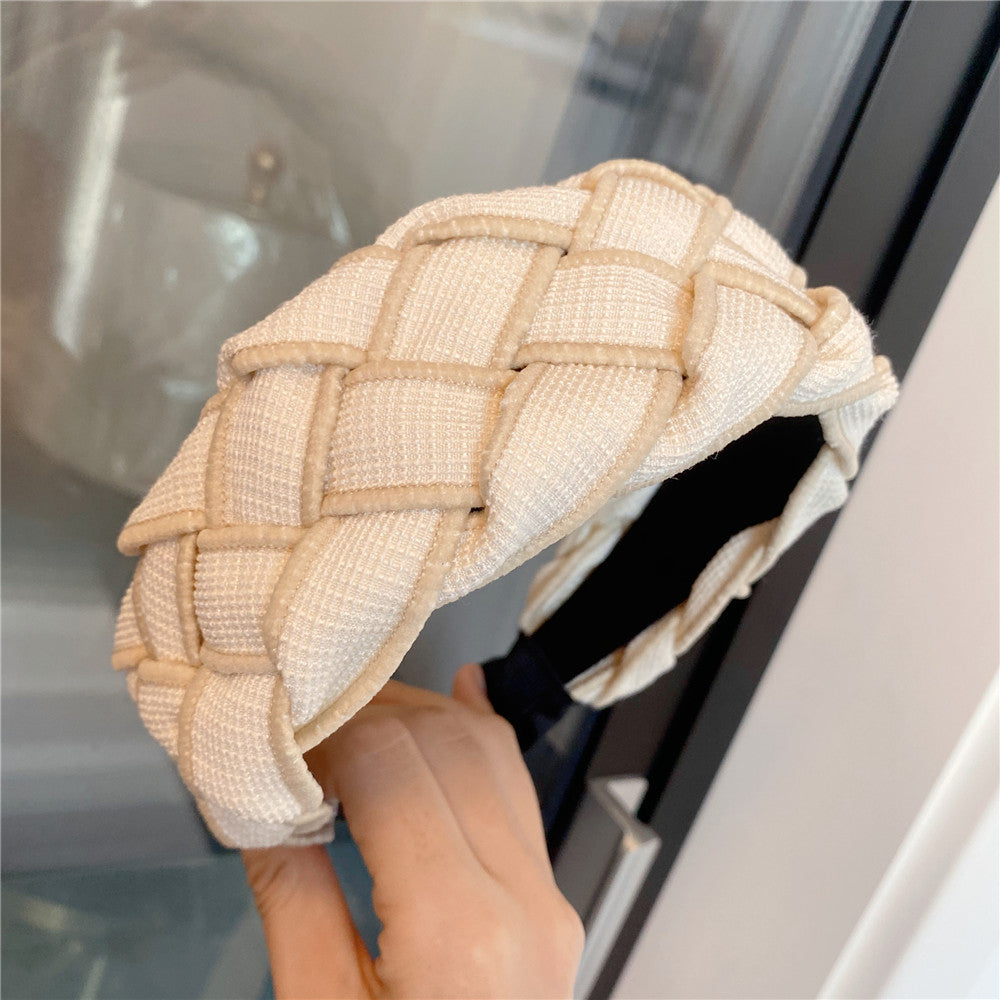 Wholesale Autumn and Winter High Skull Wide Edge Braided Houndstooth Headband