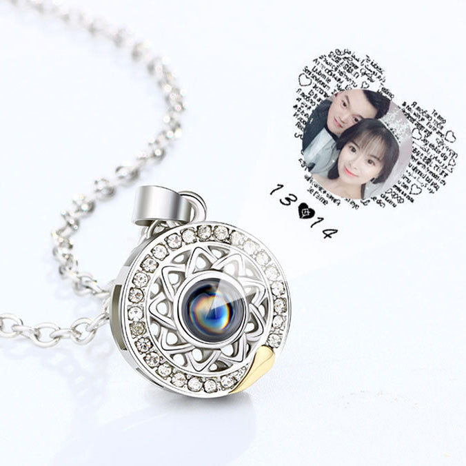 Wholesale 100 Languages Magnetic Stone Necklace Sun and Moon Couple