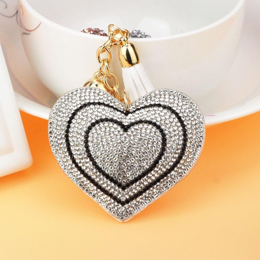 Wholesale Peach Heart Diamond Tassel Keychains