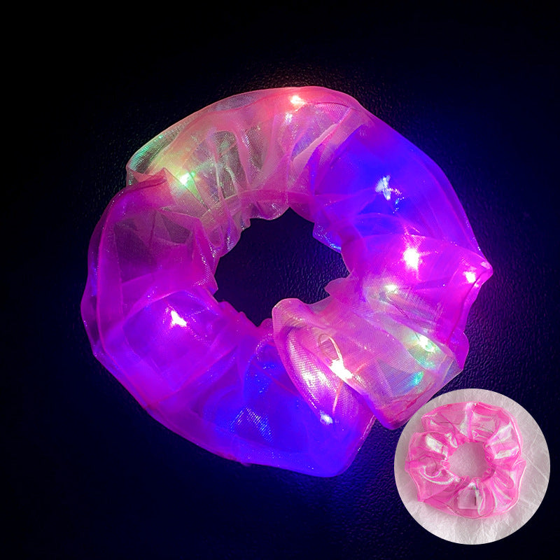 Wholesale Led Luminous Large Intestine Hair Ring DIY Night Light Flower Shiny Fat Intestine Head Rope Nightclub Rubber Band Hair Accessories