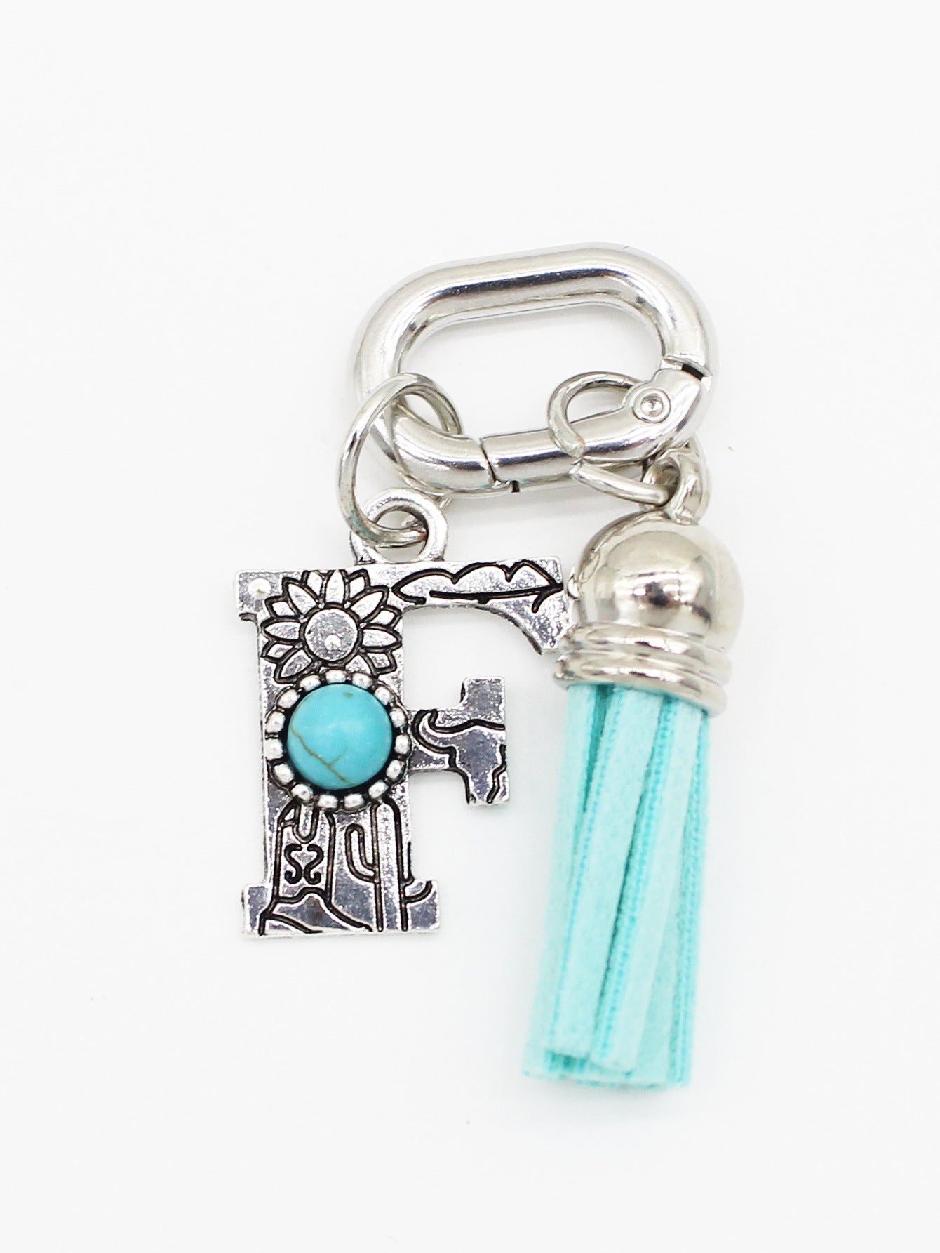 Wholesale ethnic style turquoise 26 letter tassel pendant